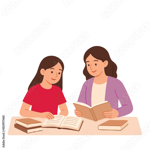 Mother and Daughter Reading Books Together at Home – Bonding Through Learning