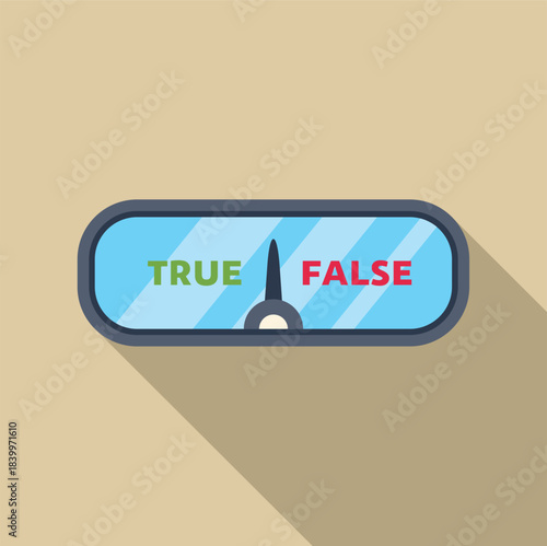 Gauge meter balancing between true and false, representing fact verification and decision making
