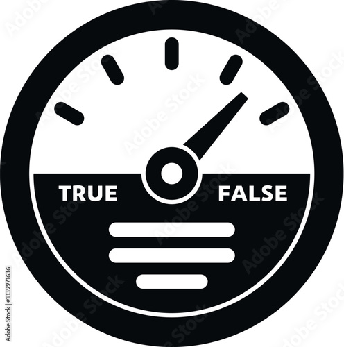 Meter gauge indicating false, representing truth, accuracy, and lie detection concepts