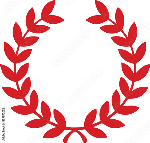 laurel wreath red emblem logo symbol crown garland vector icon