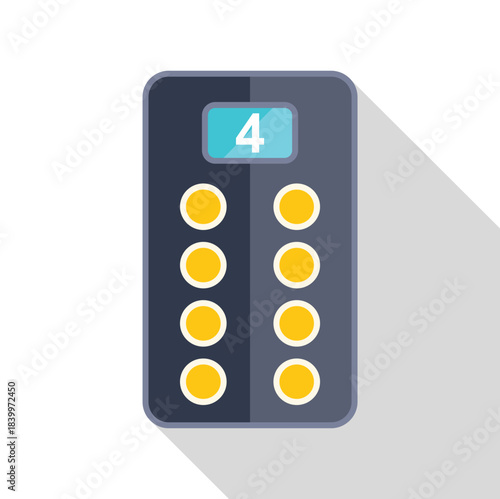 Elevator control panel with illuminated floor number and push buttons