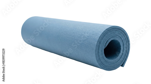 Rolled Blue Textured Yoga Mat Isolated on Transparent Background