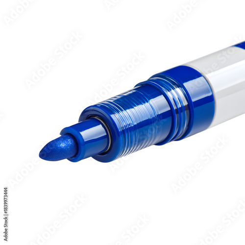 Blue Whiteboard Marker on Isolated White Background - Professional Office Equipment Photo