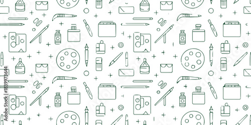 art icons pattern pencils brushes ink bottles tablet