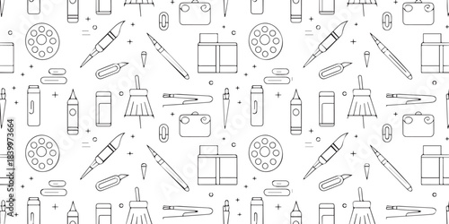 art repeating background drawing tools paint palette pen eraser