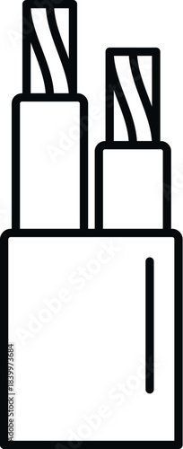 Electrical cable showing internal wires for power and data transmission line art