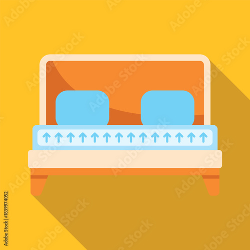 Bed with a soft mattress and pillows featuring air circulation arrows
