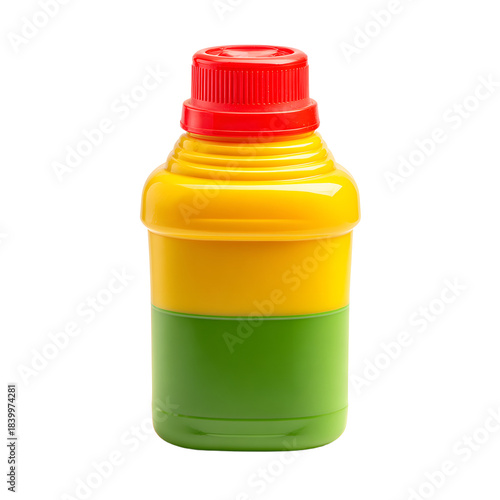 Vibrant Green and Yellow Plastic Detergent Bottle for Household Cleaning Products