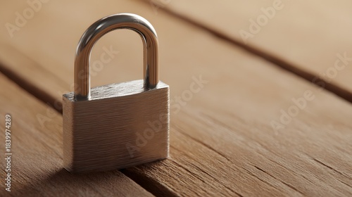  Metal padlock on wood, representing security and trust in a close-up view.