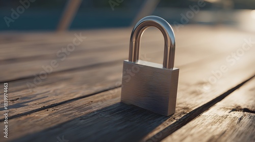  Metal padlock on wood, representing security and trust in a close-up view.