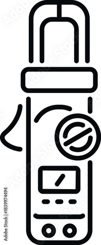 Clamp meter icon measuring electric current, voltage, and resistance