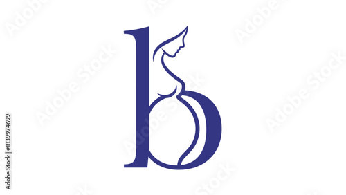 Elegant dark blue logo featuring a pregnant woman's silhouette cleverly integrated into the letter 'b' design.