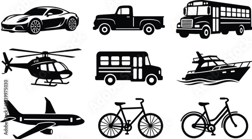 Cruise travel icon set, cruise ship symbols, beach lounge dining, luggage and ticket graphics, port dock scenes, island excursion illustrations