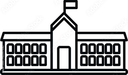 School building depicting education concept with a flag on top