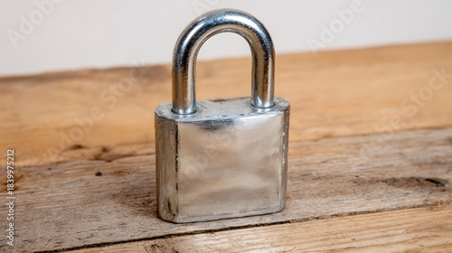  Metal padlock on wood, representing security and trust in a close-up view.