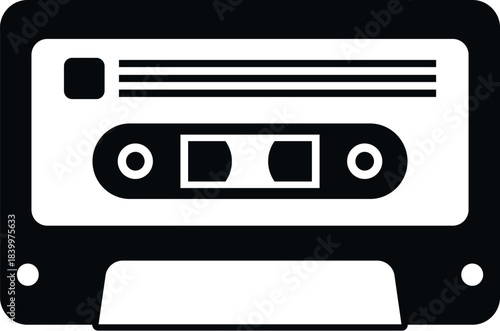 Cassette tape icon representing retro audio music and analog sound technology