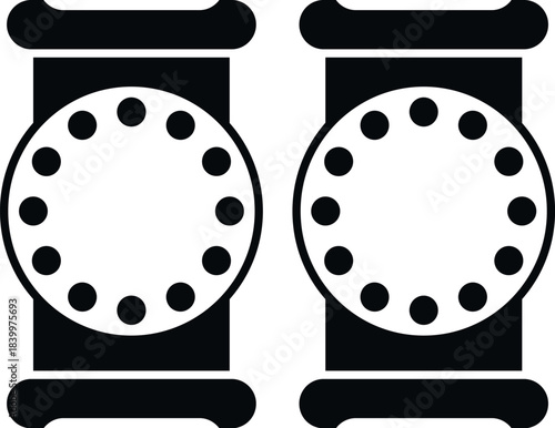 Black icon showing two yarn spools for textile industry
