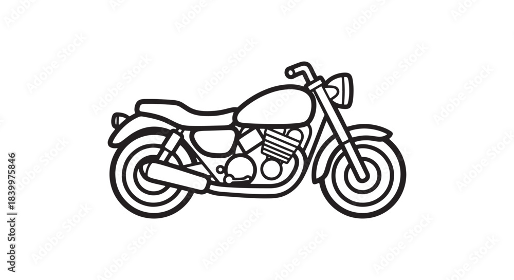 Fototapeta premium Clean and minimalist black and white line art illustration of a classic motorcycle, ideal for web icons, mobile apps, graphic design projects, or automotive themes
