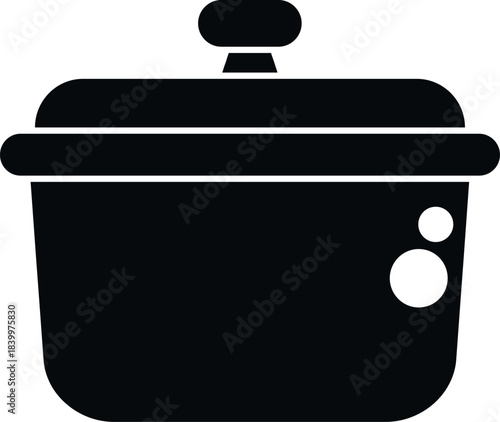 Cooking pot with lid symbolizing kitchen utensil for food preparation