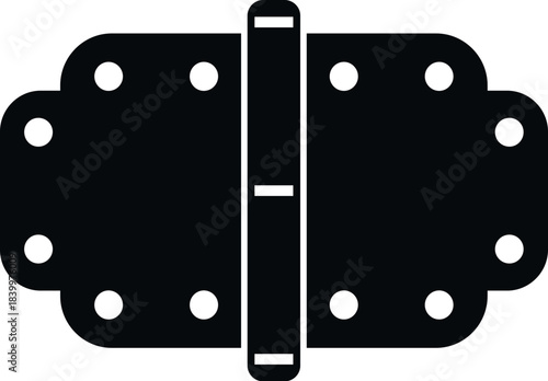 Black simple silhouette of a butterfly hinge, useful for doors and cabinets