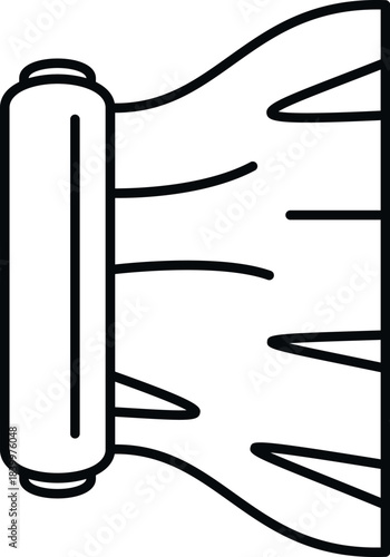 Door hinge connecting two surfaces, depicting a simple hardware element in line art style