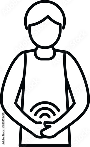 Person holding abdomen while suffering from stomach ache symptoms