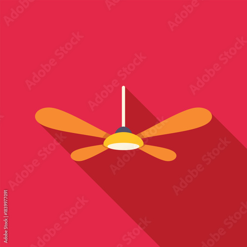 Ceiling fan with long shadow illustrating hot weather and cooling equipment