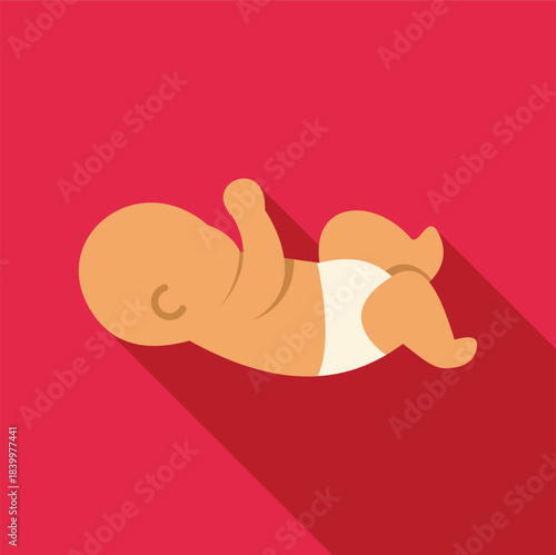 Baby newborn infant lying on a red background illustration