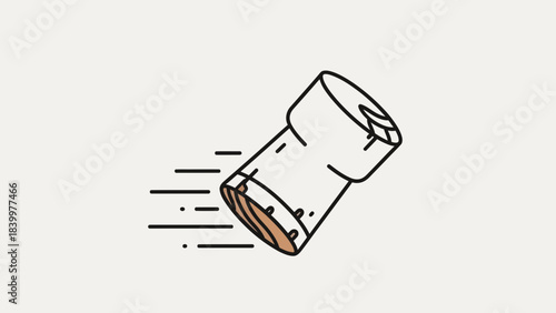 Cork Popping into Action: A celebratory champagne cork bursts from a bottle with dynamic lines indicating rapid motion, symbolizing a moment of joyous occasion.