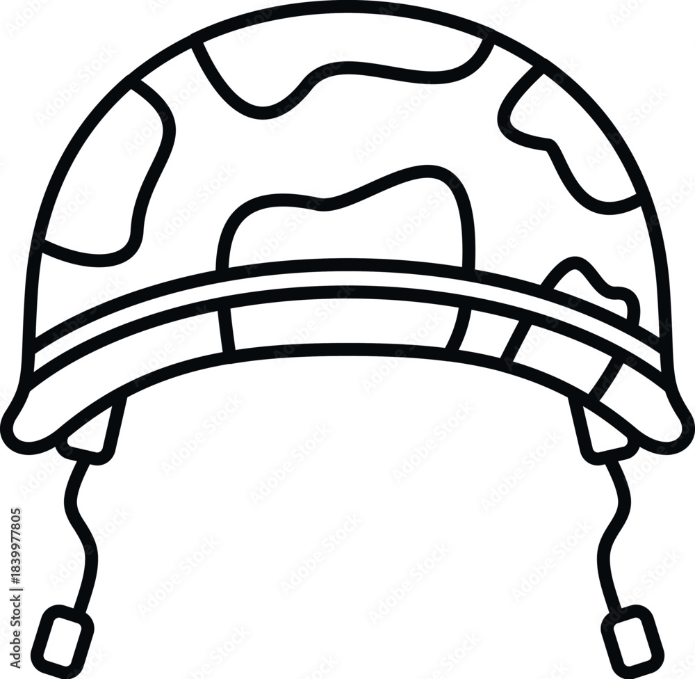 Naklejka premium Military helmet with camouflage pattern for protection icon