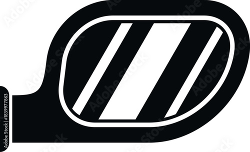 Vehicle side mirror icon showing flat black and white design