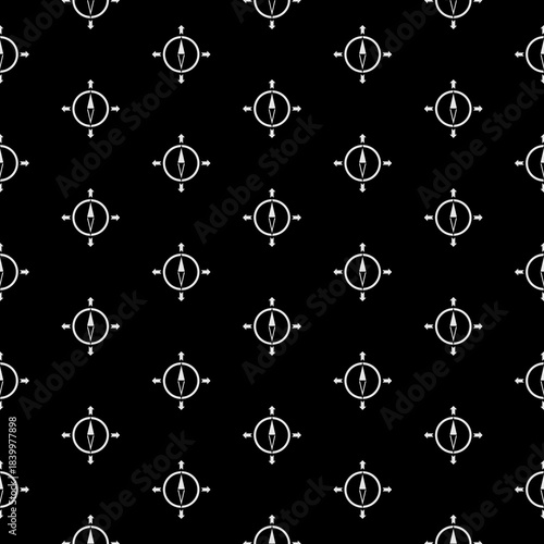 Wind rose seamless pattern isolated on black background
