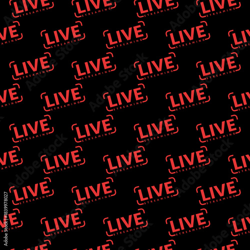 Live video icon seamless pattern isolated on black background