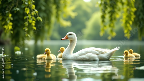 Fototapeta Naklejka Na Ścianę i Meble -  swans on the river