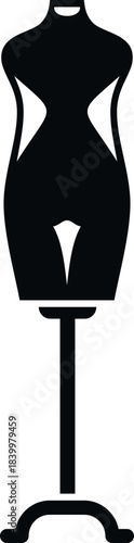 Female mannequin torso icon on a stand for clothing and tailoring