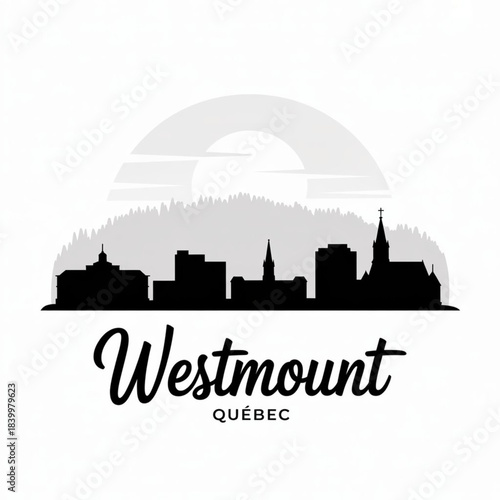 Westmount Skyline Silhouette — A Historic and Elegant Montreal District Vector Illustration