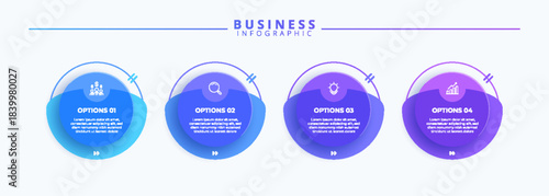 Infographic design with icons and 4 options or steps. Infographics for business concept. Can be used for presentations banner, workflow layout, process diagram, flow chart, info graph