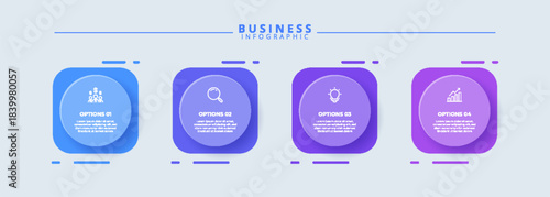 Infographic design with icons and 4 options or steps. Infographics for business concept. Can be used for presentations banner, workflow layout, process diagram, flow chart, info graph