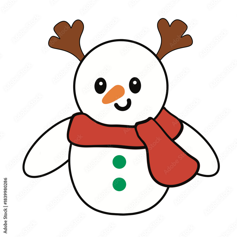 Fototapeta premium The Smiling Reindeer Horn Snowman