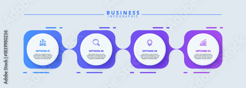 Infographic design with icons and 4 options or steps. Infographics for business concept. Can be used for presentations banner, workflow layout, process diagram, flow chart, info graph