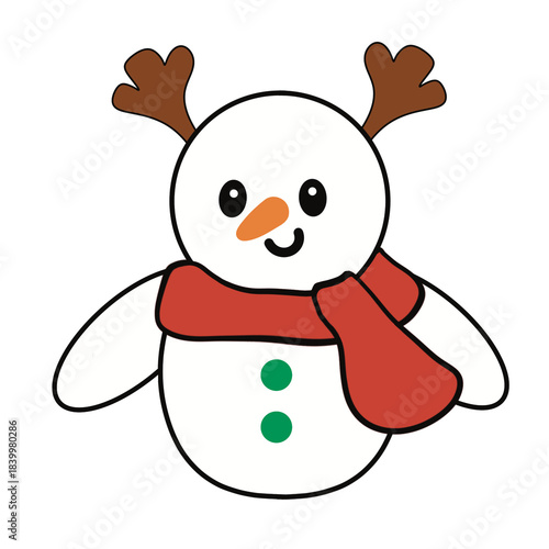 The Smiling Reindeer Horn Snowman