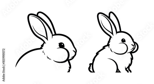 Charming Cartoon Rabbit Illustrations with Puffy Cheeks - Perfect for Easter and Animal Themes