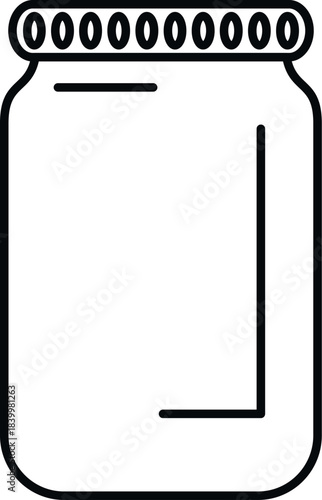 Outline drawing of an empty glass jar with a screw top lid