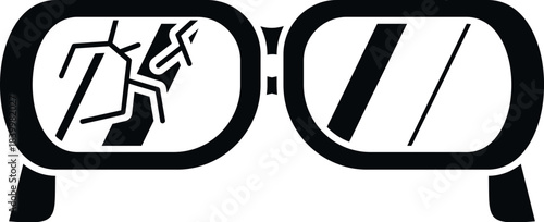Eyeglasses with a broken lens, representing damage or poor vision