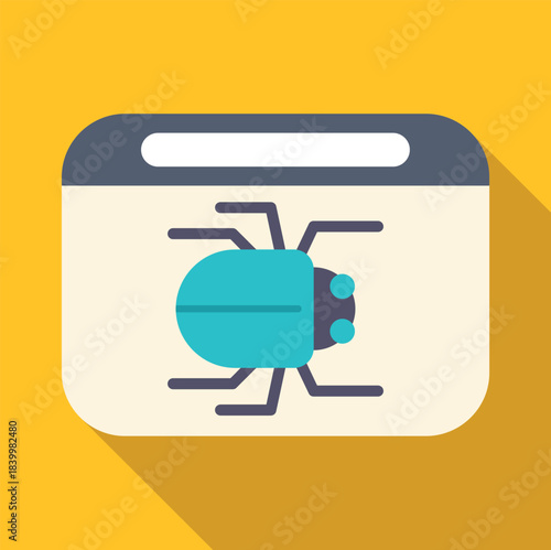 Illustrating a bug inside a browser window, symbolizing a computer virus or system error
