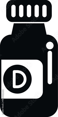 Vitamin d supplement bottle icon representing health, diet, and medication