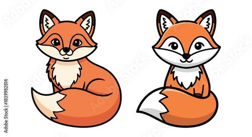 Cute cartoon foxes illustration, adorable wildlife art for kids