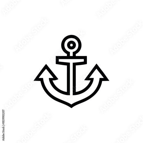 Anchor with shield shape maritime protection emblem for nautical security branding On white Background Vector illustration