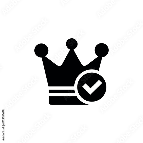 Crown merged with checkmark symbol for premium quality approval branding On white Background Vector illustration