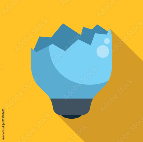 Broken light bulb icon representing concept of error, malfunction, or ending innovation